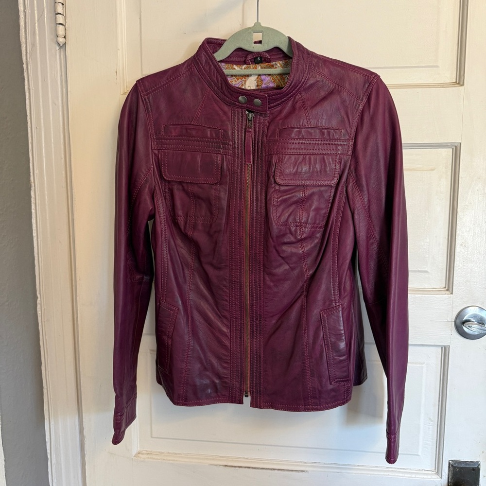 Tailored by Madcap England Deep Plum Leather Jacket